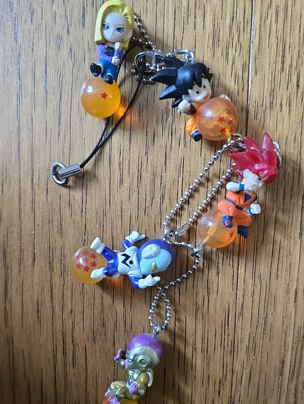Kids Orange Dragon Ball Character Keychain Set
